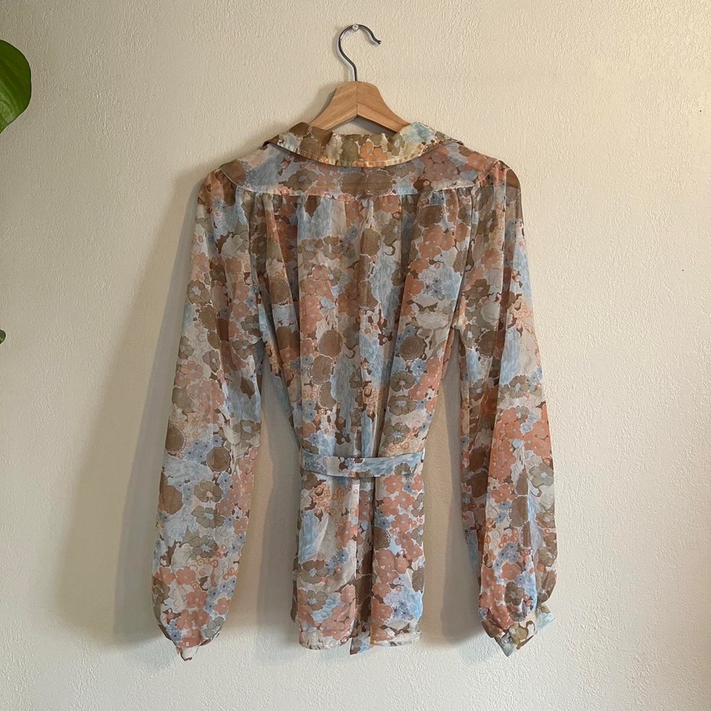 Vintage Semi-Sheer 70’s Floral Blouse - Picture 5 of 5